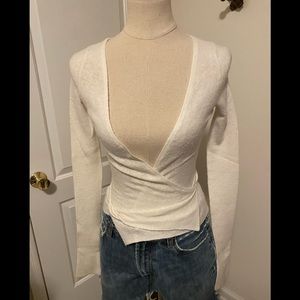 Abercrombie & Fitch cream wrap sweater size M